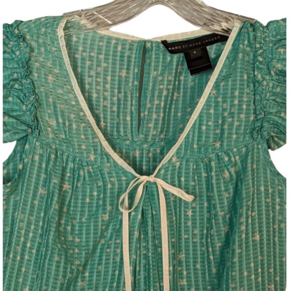 MARC BY MARC JACOBS Cotton Silk Blend Ruffle Short Sleeve Top Size Small - Picture 3 of 11